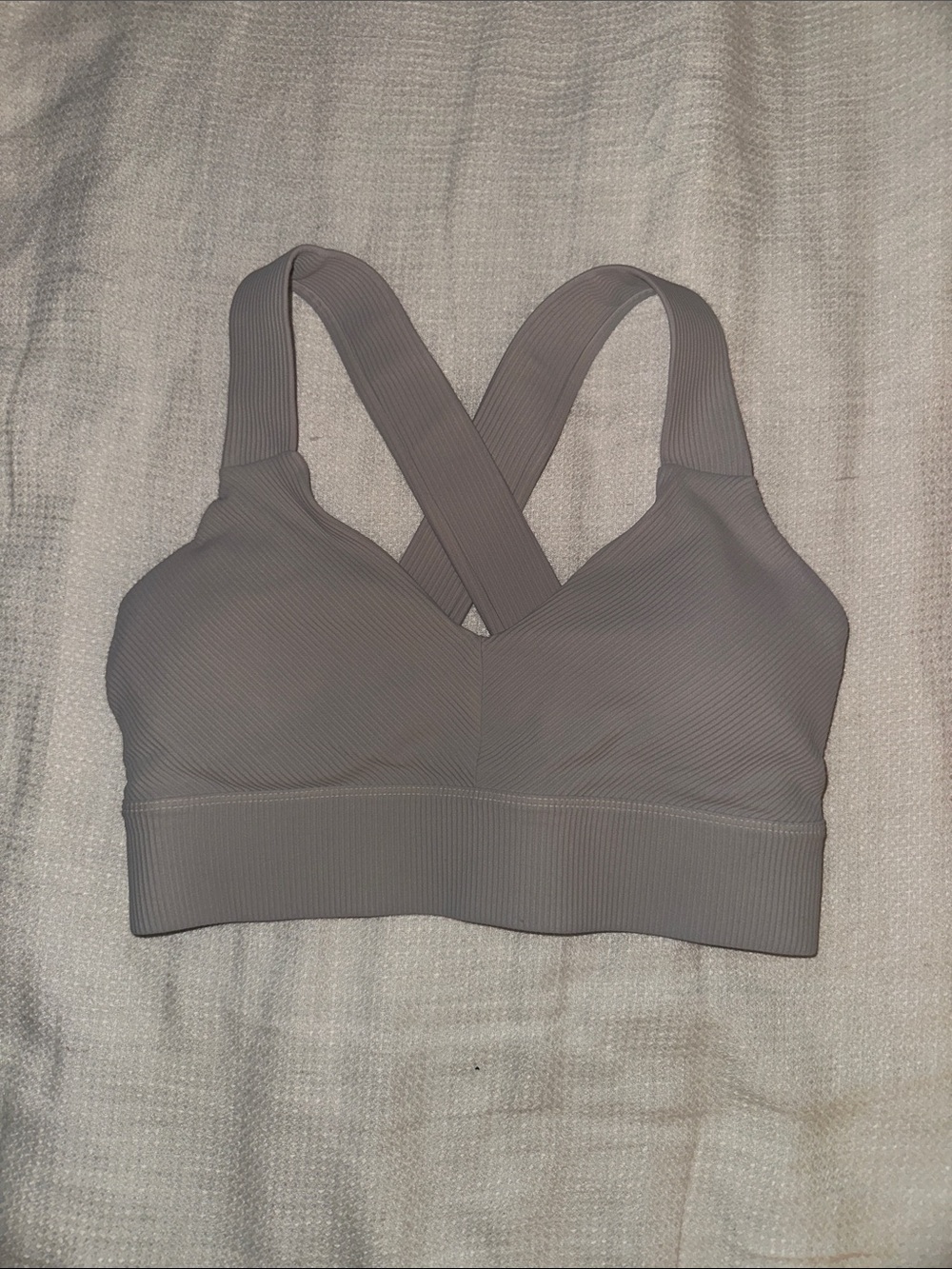 HALARA Ribbed Crisscross Sports Bra - off white